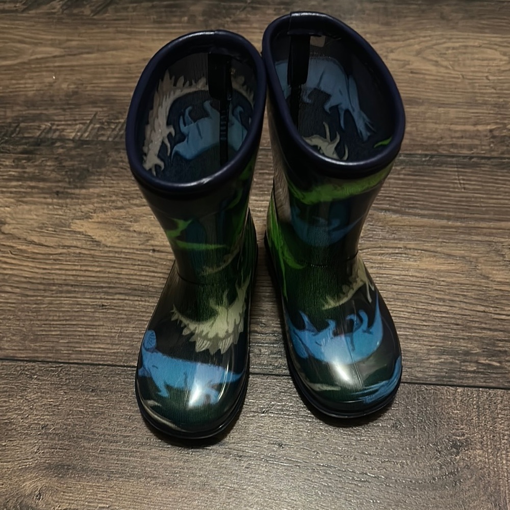 Carters Kids Dinosaur Rain Boots - Blue and Green